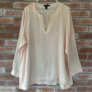 Lauren Ralph Lauren 100% Linen Tunic Shirt Women’s 2X Plus Pink Boho Peasant